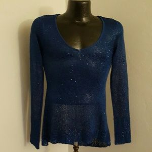 Bebe blue long sleeve sweater polyester women  size M